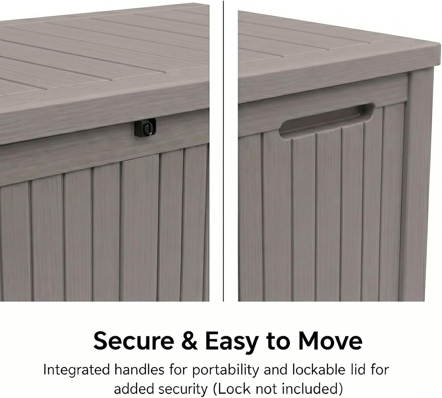 MAKINO 152 Gallon Resin Outdoor Storage Box, Waterproof Deck Box with Lockable Lid, Outside Storage Box for Patio Furniture, Pool Accessories, Garden Tools, Storage Bench for Backyard, Porch, Black