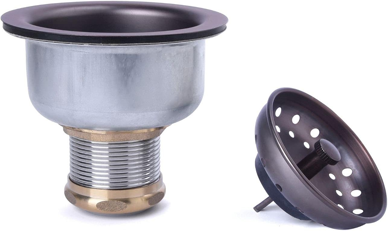 3-1/2 Deep Cup Kitchen Sink Drain Assembly, 304 Stainless Steel Construction With Fixed Post Basket and Long Extended Shank/CAS Approved and White Finish