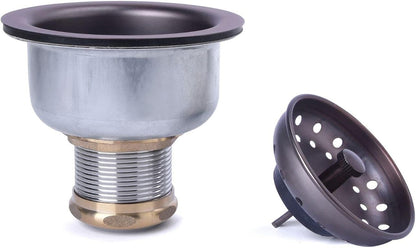 3-1/2 Deep Cup Kitchen Sink Drain Assembly, 304 Stainless Steel Construction With Fixed Post Basket and Long Extended Shank/CAS Approved and White Finish