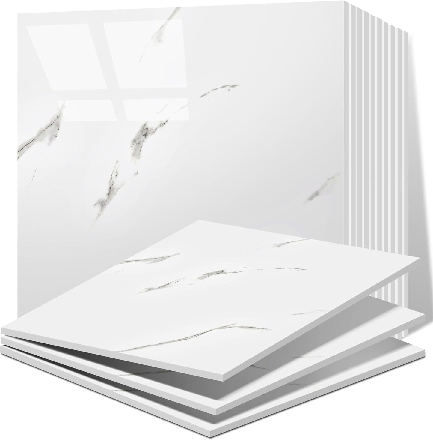 Vieshful 20pcs Peel and Stick Backsplash Tile，12"x12" Self Adhesive Marble Tile for Wall, PVC Waterproof Shower Wall Panels, Back Splash Stick on Tiles for Kitchen Bathroom Living Room (Not Real Tile)