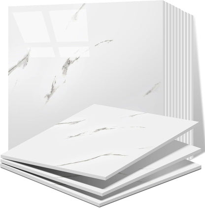 Vieshful 20pcs Peel and Stick Backsplash Tile，12"x12" Self Adhesive Marble Tile for Wall, PVC Waterproof Shower Wall Panels, Back Splash Stick on Tiles for Kitchen Bathroom Living Room (Not Real Tile)