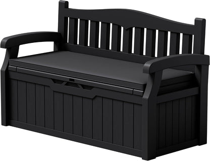 Devoko 80 Gallon Storage Bench Deck Box Lockable for Patio Furniture, Garden Decor and Outdoor Seating for Cushions, Garden Tools and Pool Supplies (Black)
