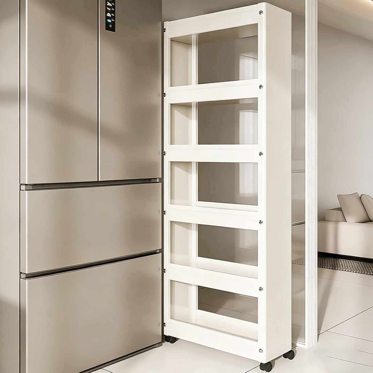 Slim Storage Cart with Multi-Width Options, Carbon Steel Rolling Utility Cart, Narrow Gap Organizer for Kitchen Next to Fridge, Bathroom, Laundry Room(Gray 6-Tier 5.9" W x 66.9" H) - Colors B