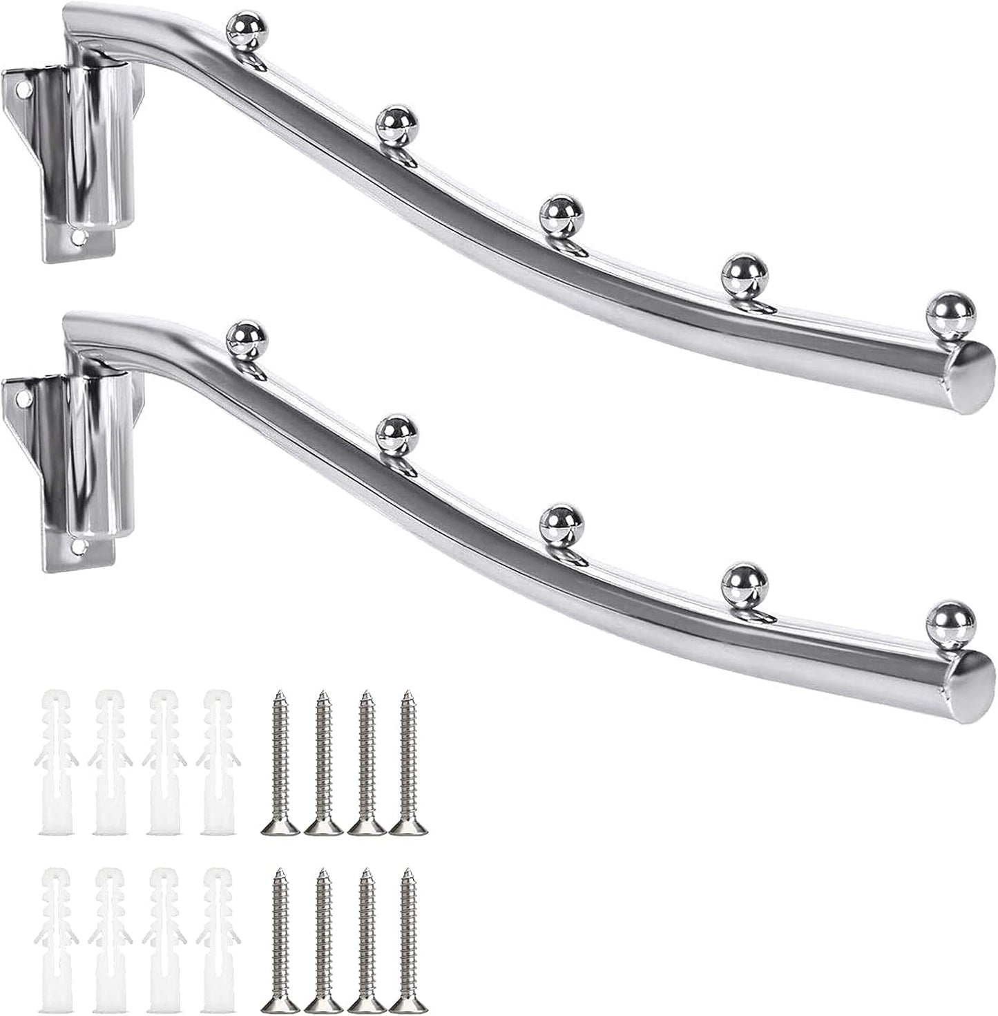 Folding Clothes Hanger Rack Wall Mount, Wall Mounted Clothes Rack Metal, 2 Pack Stainless Steel Garment Hooks Clothing Multiple Hook Space Saving for Closet Organizer, Bathroom, Laundry Room, Kitchen