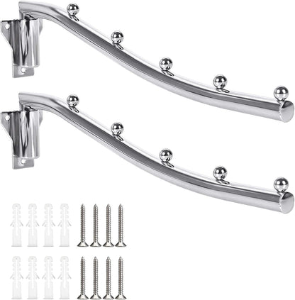 Folding Clothes Hanger Rack Wall Mount, Wall Mounted Clothes Rack Metal, 2 Pack Stainless Steel Garment Hooks Clothing Multiple Hook Space Saving for Closet Organizer, Bathroom, Laundry Room, Kitchen