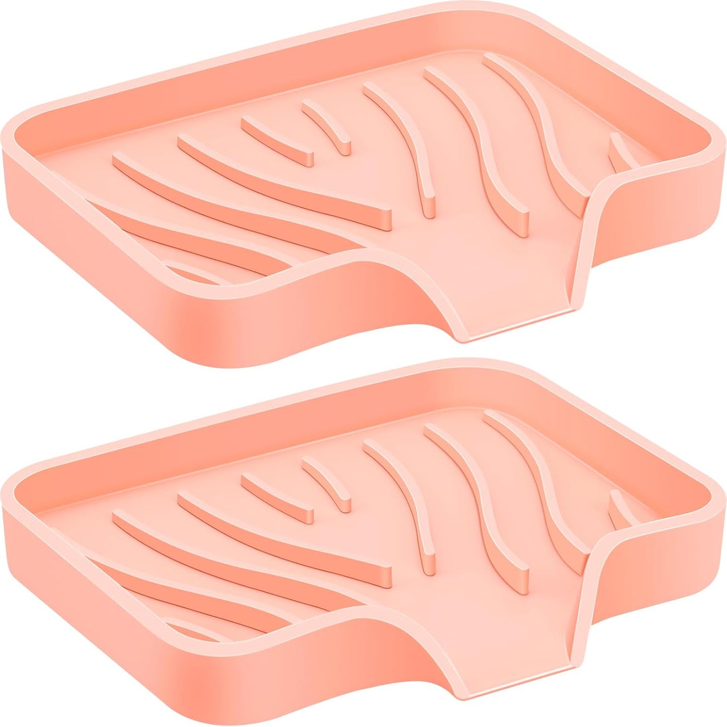 2PCS Self Draining Soap Holder,Spofit Silicone Soap Dish, Suitable for for Kitchen, Bathroom, Shower, Bath Tub,Soap Container (White)