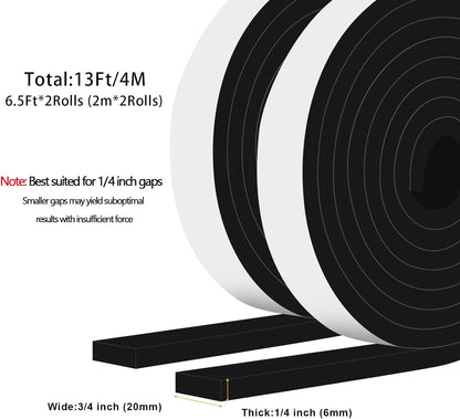 Strong Adhesive Weather Stripping, High Density Weatherproof Weather Stripping Door Seal Strip for Sliding Door, Windows,Noise-Reduction Foam Sealing Strip, White(1/2 in x 1/4 in x 13Ft) - Colors B