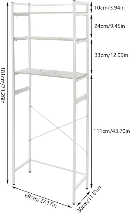 Laundry Room Storage Organizer, Over The Washer and Dryer Storage Shelves for Laundry Organization, 27.17" W x 11.81" D x 71.26" H, Laundry Room Drying Rack and Space Saver, Hold 33 lb, White
