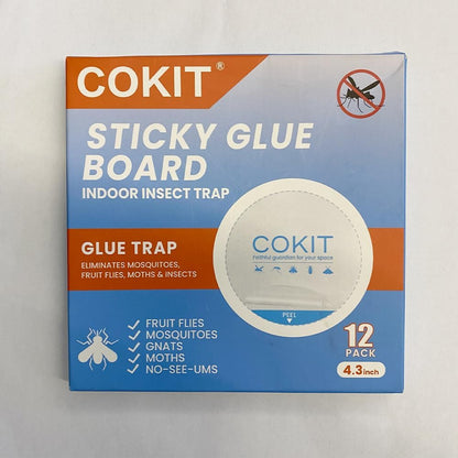 Glue Pads for Flying Insect Traps, 12-Pack Sticky Glue Boards for Gnats, Mosquitoes, and Fruit Fly Catchers, Indoor Refill Cards (4.3 Inches)