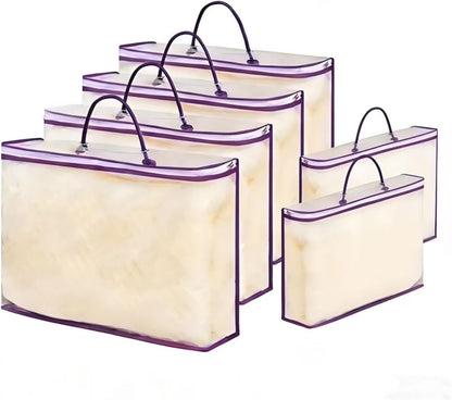6 Pcs （16 * 12 * 4 Inch）Clear Zippered Storage Bags for Sweater Blanket Bed Sheet Storage, Plastic Storage Bags with Zipper for Closet Linen Sweater Blanket
