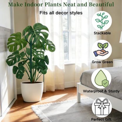 10 Pack Stackable Plant Support Stakes, 75inch Climbing Plant Sticks Structures for Monstera with Garden Ties, Durable Alternative to Moss Pole for Indoor Outdoor Plants