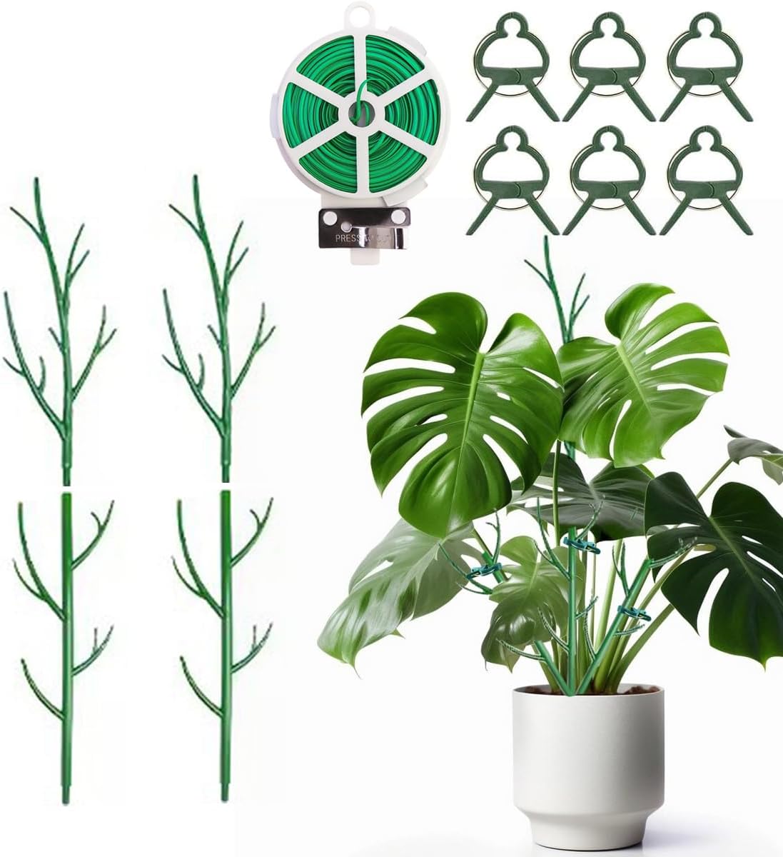 Monstera Plant Support Stakes, 8 Pack Stackable Garden Trellis Climbing Plant Support Structures with Extension Poles for Indoor Outdoor Potted (39.4''- 8 Pack)