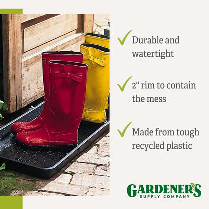 Gardener's Supply Company Entrance Boot Tray | Multi-Purpose All Weather Waterproof Indoor and Outdoor Shoe Mat Made with 100% Durable Recycled Plastic | 22" L x 15.5" W 2" Deep, Black - Size Small