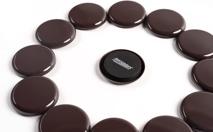 Super Sliders 2-1/2" Round Reusable Furniture Sliders for Carpet, Anti-Slip Protective Furniture Moving Pads for Beds, Sofas, Dressers, Set of 8, Brown