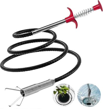 Drain Snake,79 inch Flexible Grabber Claw Pick Up Reacher Tool,Drain Clog Remover - Gutter Cleaning Tools for Home Sink, Bathroom Tub,Drain, Toilet, Tight Spaces