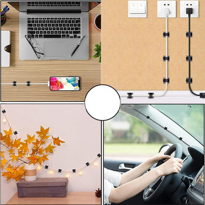 10 Pcs Adhesive Cable Clips,Black 14mm Cable Management Clips with Acrylic Backing, Self-Adhesive Wire Organizer for Cables, Cords and LED Strips