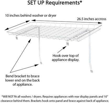 Household Essentials Rear Display Over-The-Washer Storage Shelf to Organize and Store Laundry Room Supplies, Silver