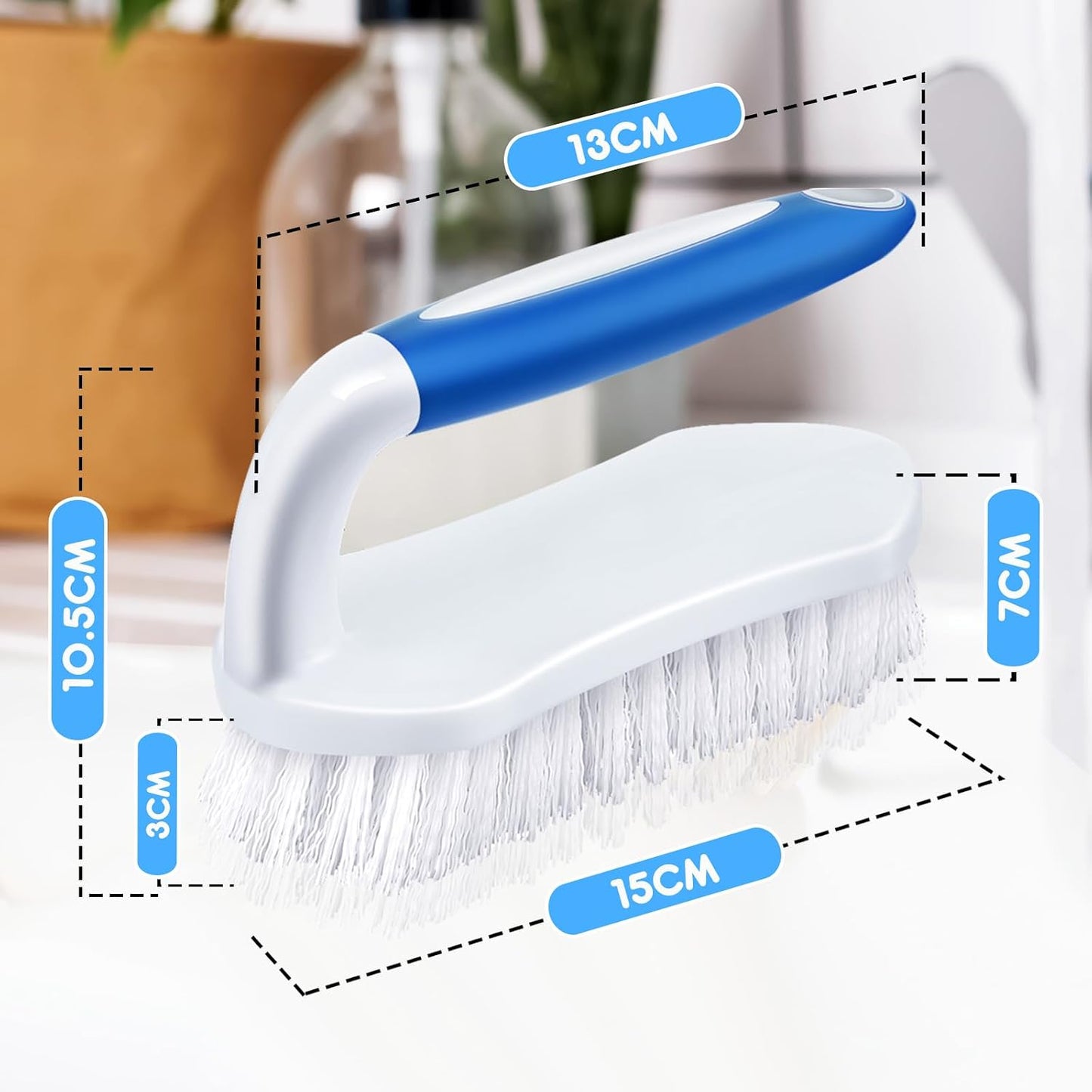 Lallisa 12 Pcs Scrub Brush for Cleaning with Handle Comfortable to Grip Heavy-Duty Flexible Stiff Bristles Scrubber Brushes Bulk for Shower Bathroom Carpet Kitchen Floor Tiles (Gray)