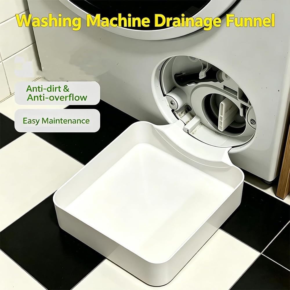 Universal Front-Load Washing Machine Drain Pan, Washer Drain Pan, Washing Machine Drainage Tray, Washing Machine Drain Funnel Tray for Basements, Apartments, Mobile Homes, Garages and Rentals (1PC)