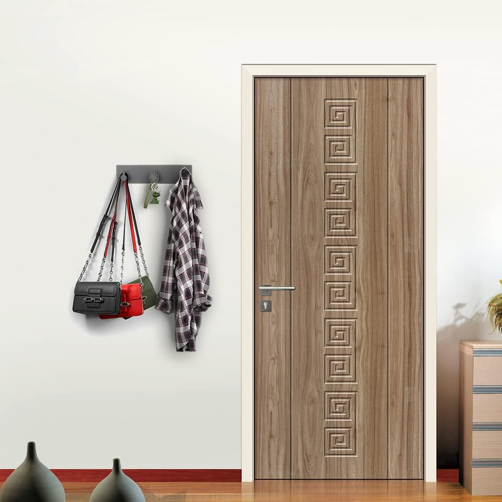 VIRFIN Key Hooks for Wall, Self Adhesive Key Holder for Wall with 2 Self-Adhesive Tapes, No Damage Key Holder Rack for Wall with 4 Key Hooks for Entryway, Door, Bathroom, Kitchen