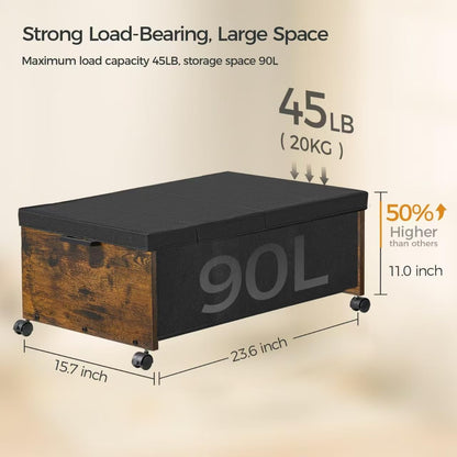 FOUCSSOMEI Under Bed Drawers on Wheels, XXXXL Size, UnderBed Storage with Wheels, Wooden Under Bed Storage, Heavy Duty, Patented Design