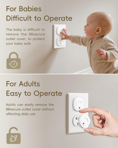 Outlet Covers Baby Proofing - 40 Pack Plug Covers Baby Proofing with Unique Rotating Design, Outlet Plug Covers to Prevent Electrical Shock, for US 3-Prong, Home, Office, School, White