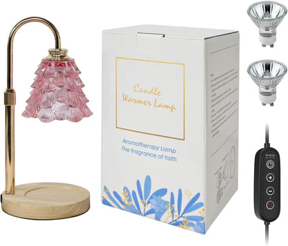 Fragrance Candle Warmer Lamp with 2 Bulbs Electric Candle Warmer with Timer & Dimmer for Home Decor