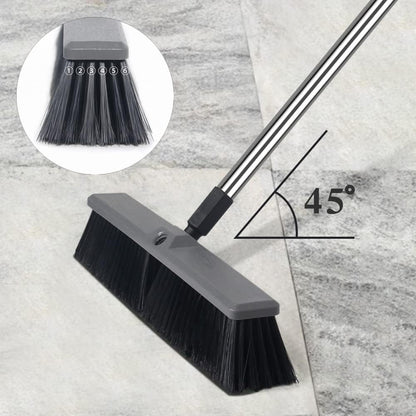 18 Inch Push Broom Brush Outdoor Heavy Duty Broom Stiff Bristles Commercial Outdoor Broom Brush for Cleaning Garage Driveway Yard Patio Deck Concrete Wood Stone Floor with 63" Long Handle