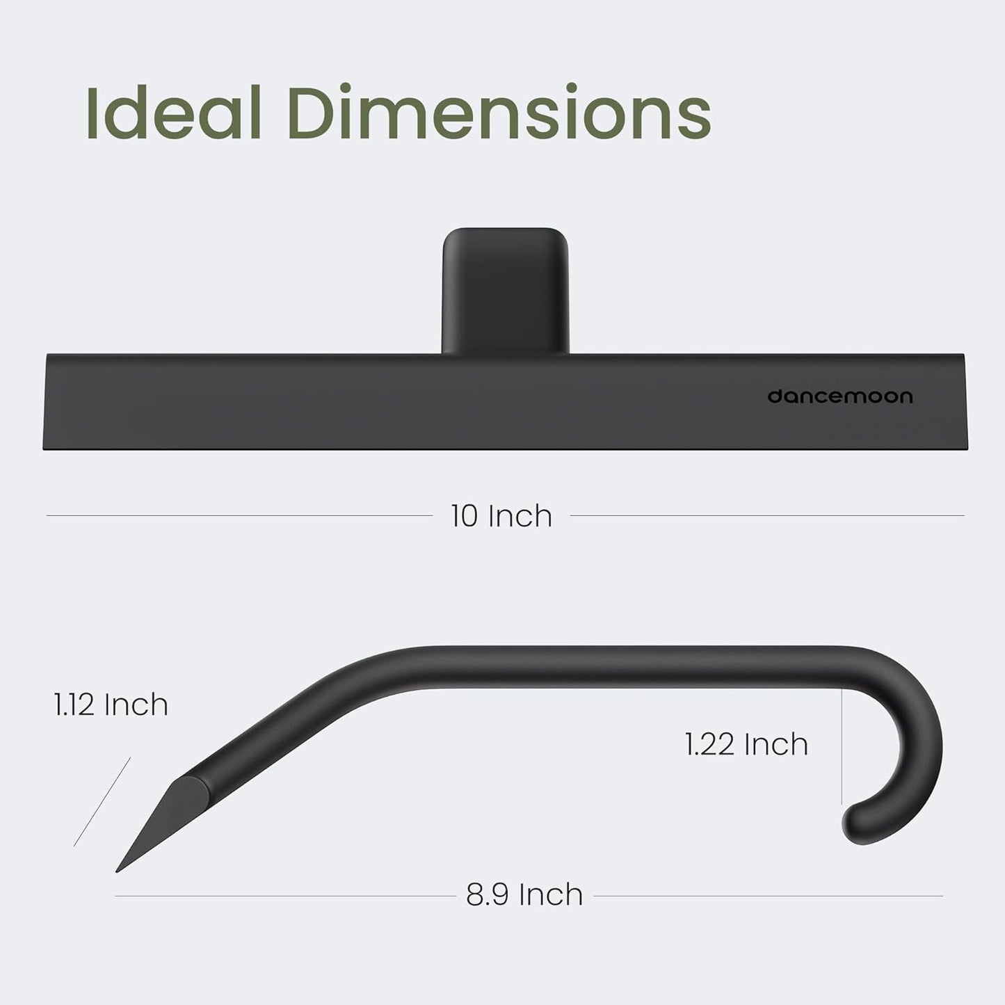 dancemoon JustHang Shower Squeegee for Glass Doors, All-in-One Award-Winning Silicone Squeegee with Built-in Hook for Bathroom, Window, Mirror, Tile Wall, Car, Streak-Free Cleaner Tool, 10-Inch Black