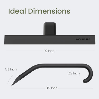 dancemoon JustHang Shower Squeegee for Glass Doors, All-in-One Award-Winning Silicone Squeegee with Built-in Hook for Bathroom, Window, Mirror, Tile Wall, Car, Streak-Free Cleaner Tool, 10-Inch Black