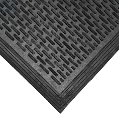 Rubber-Cal "Dura-Scraper Linear" Commercial Rubber Entrance Door Mat - 3/8 in x 3 ft x 5 ft - Black