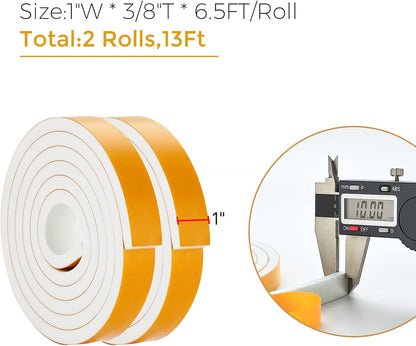 33 Feet Weather Stripping Door Seal- 1/2" Wide X 1/4" Thick Door Bottom Seal Strip High Density Foam Tape Adhesive Rubber Strip for Door Soundproofing,Window Insulation (1/2" x 1/4" x 33FT,Black)