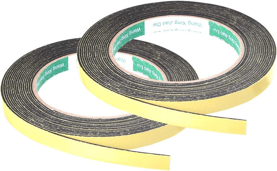 uxcell Sealing Foam Tape 5mm Wide 3mm Thick 4m/13ft Long, Self Adhesive Weather Strip for Window Door Insulation, Pack of 2