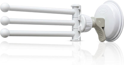 Safe-er-Grip Changing Lifestyles Drip Dry Portable Drying Rack, White with 3 Movable Arms, Swing Arm Suction Cup Towel Bar, Bath Towel Rack Hanger Towel Holder Organizer 11.5x17 Inch (Pack of 1)