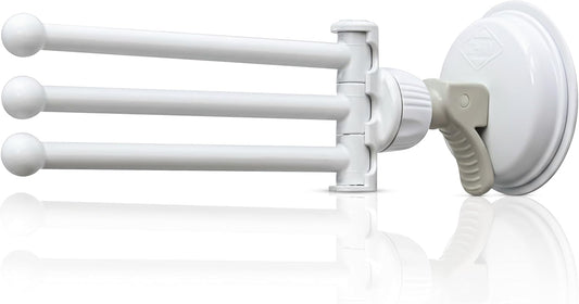 Safe-er-Grip Changing Lifestyles Drip Dry Portable Drying Rack, White with 3 Movable Arms, Swing Arm Suction Cup Towel Bar, Bath Towel Rack Hanger Towel Holder Organizer 11.5x17 Inch (Pack of 1)