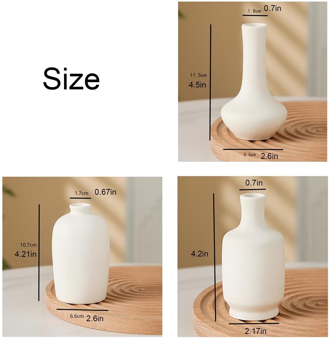 Daittin Small Ceramic Vase Set, Mini Flower Vases for Home Decor, Aesthetic Table Centerpieces for Living Room Bedroom Bathroom Shelf (Style-5)