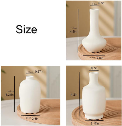 Daittin Small Ceramic Vase Set, Mini Flower Vases for Home Decor, Aesthetic Table Centerpieces for Living Room Bedroom Bathroom Shelf (Style-5)