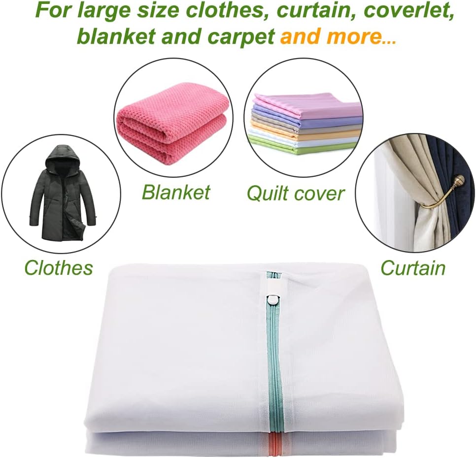 Tenn Well Extra Large Mesh Laundry Bags, 2 Pack 43 x 35 inch Jumbo Delicates Bag for Washing Machine, Large Mesh Bags for Delicates, Coats, Blankets, Bedding, Toys, Pet Items