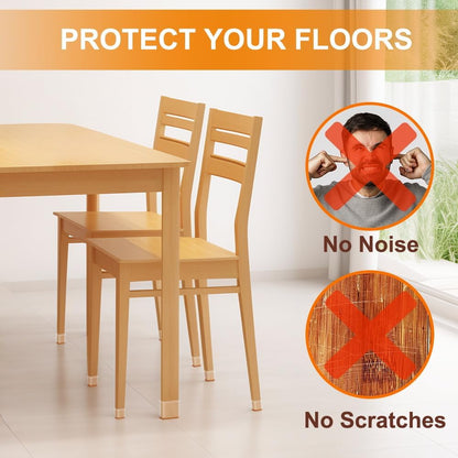 VIUME 24 Pcs Chair Leg Floor Protectors for Hardwood Floors Silicone Covers Felt Pads Furniture Leg Caps Anti-Scratch Reduce Noise Fit (1-5/16" to 2")