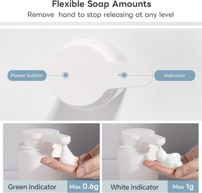 Automatic Foaming Soap Dispenser, Rechargeable Touchless Foam Hand Soap Dispenser for Bathroom, Soap Pump for Kitchen, Water-Resistant, Xmas Gift 10oz