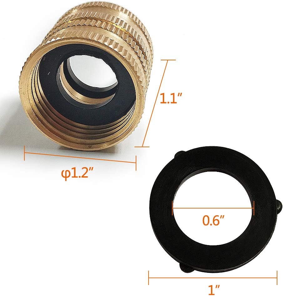 Twinkle Star 3/4" Female to Female Garden Hose Adapter, 2 Pack | Brass Dual Female Swivel, For Connecting Male to Male Hose