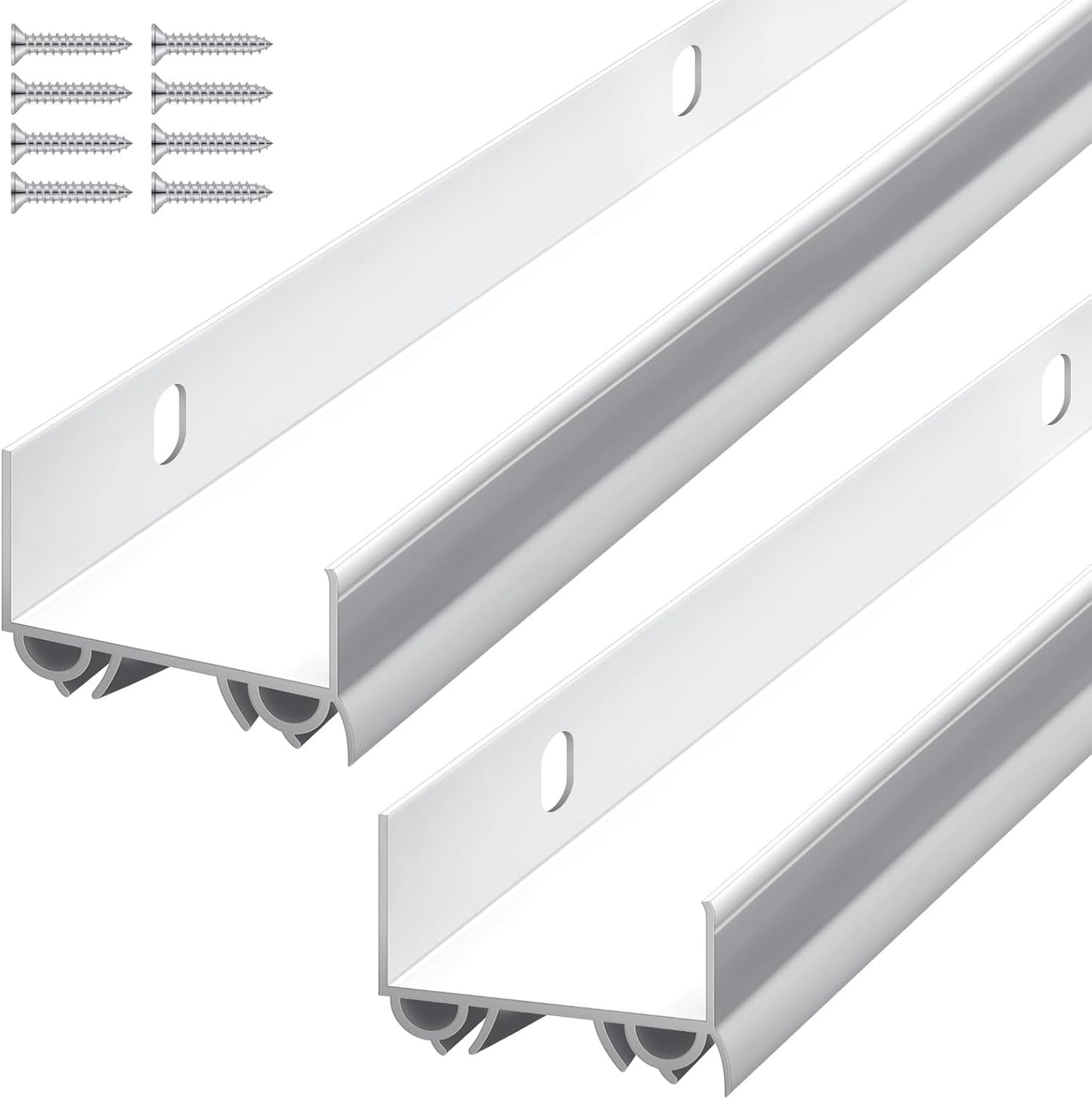 Lineshading 2 Sets Door Sweep Plastic PVC 1 3/4" x 36" Slide on Bottom Exterior Door Seal Strip for Weather Stripping Draft Stopper (Black)