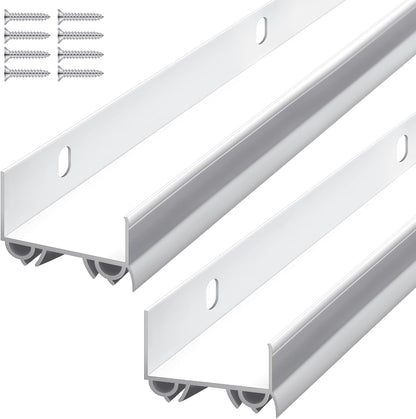 Lineshading 2 Sets Door Sweep Plastic PVC 1 3/4" x 36" Slide on Bottom Exterior Door Seal Strip for Weather Stripping Draft Stopper (Black)