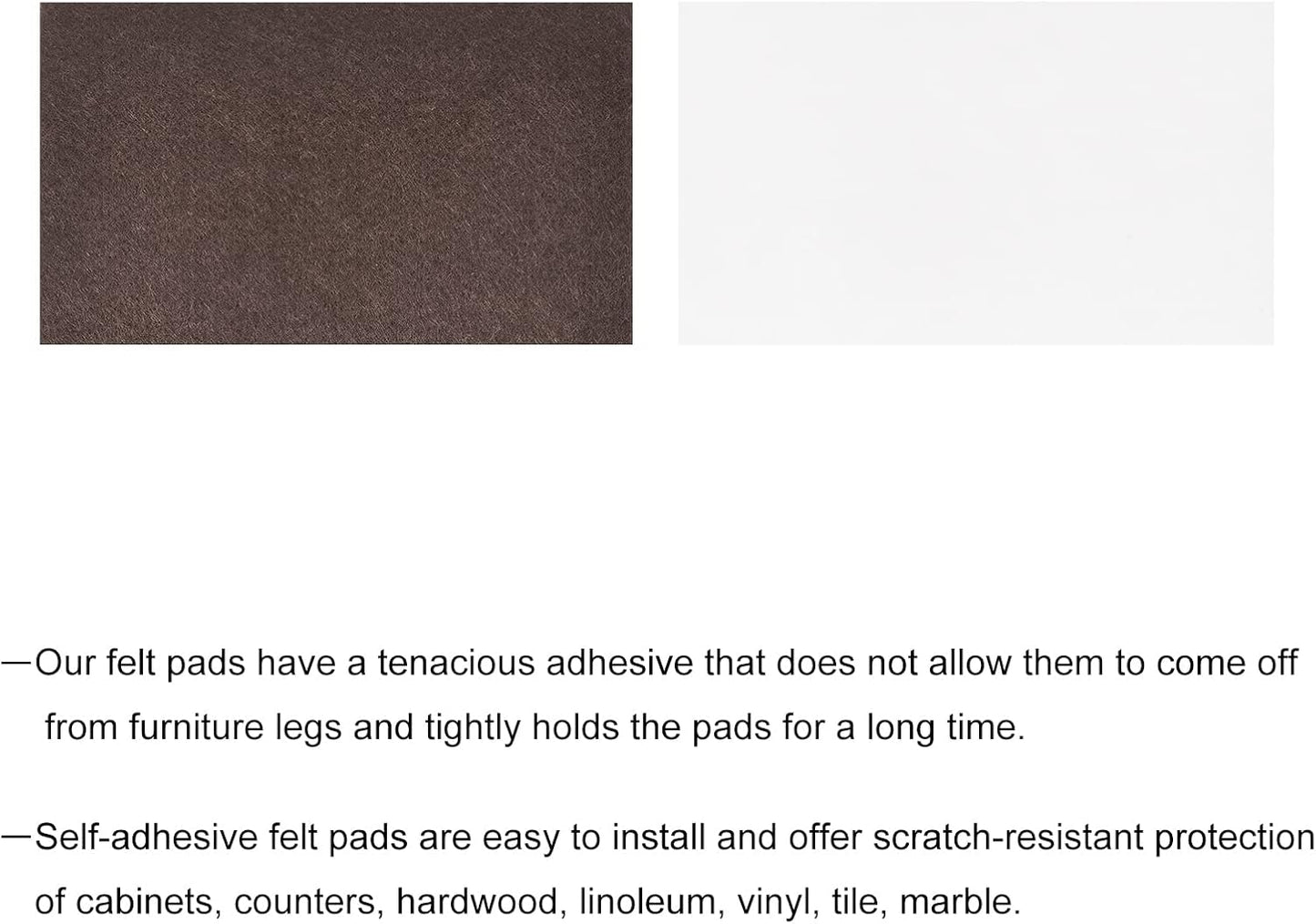 uxcell Felt Furniture Pads, 1.5-inch x 1-inch Self Adhesive Cuttable Anti Scratch Square Floor Protectors for Furniture Legs Hardwood Floor, Brown 16Pcs