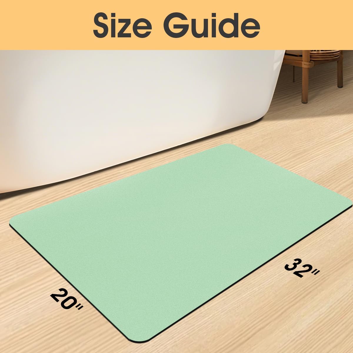 ACCUMTEK Non Slip Bath Mat, Thin Bathroom Rugs Fit Under Door, Quick Dry Bath Mats, Machine Washable Bath Rugs for Bathroom, Bathtub & Kitchen, Grey/Bordered/24 x17