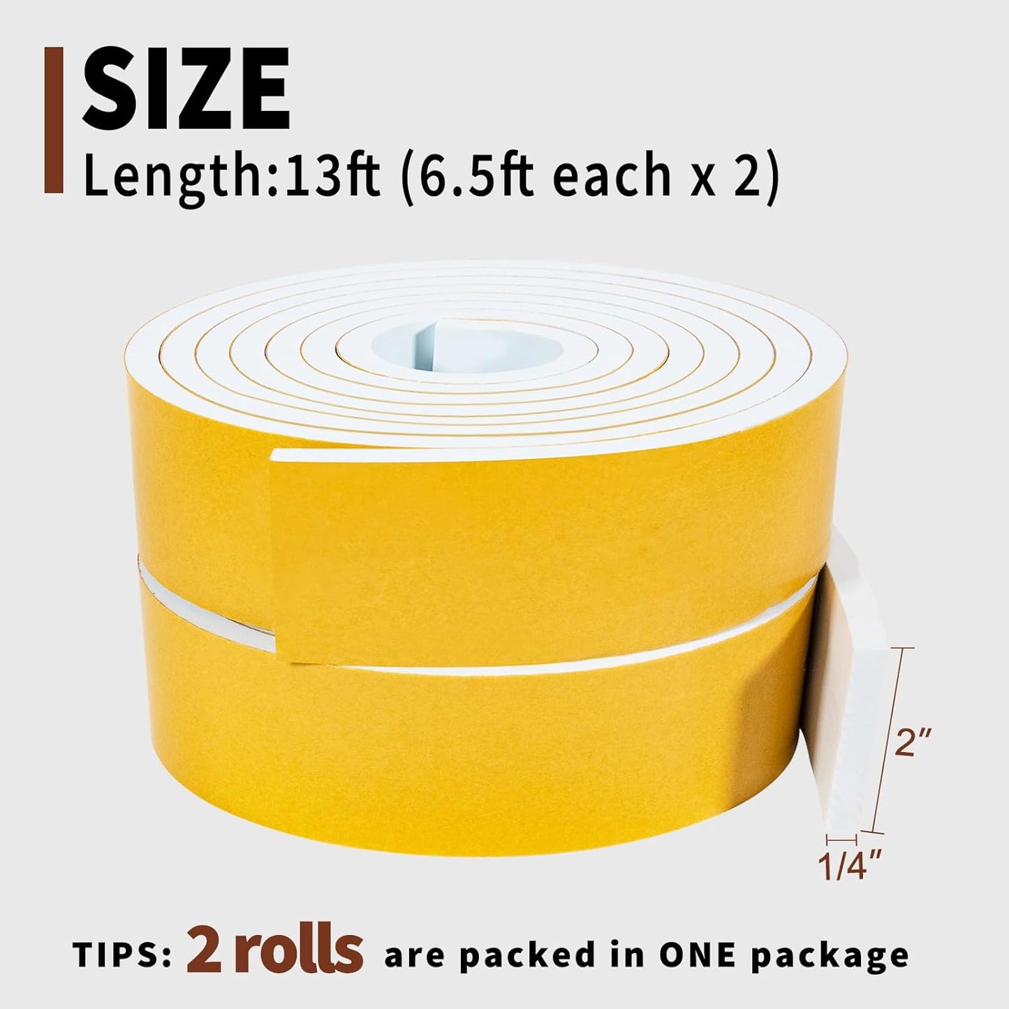 Yotache Weather Stripping Door Seal Strip White 3/8" x1/8", 50Ft Total, Foam Insulation Tape Gasket for Door Frame and Windows, 3 Rolls x 16.5Ft