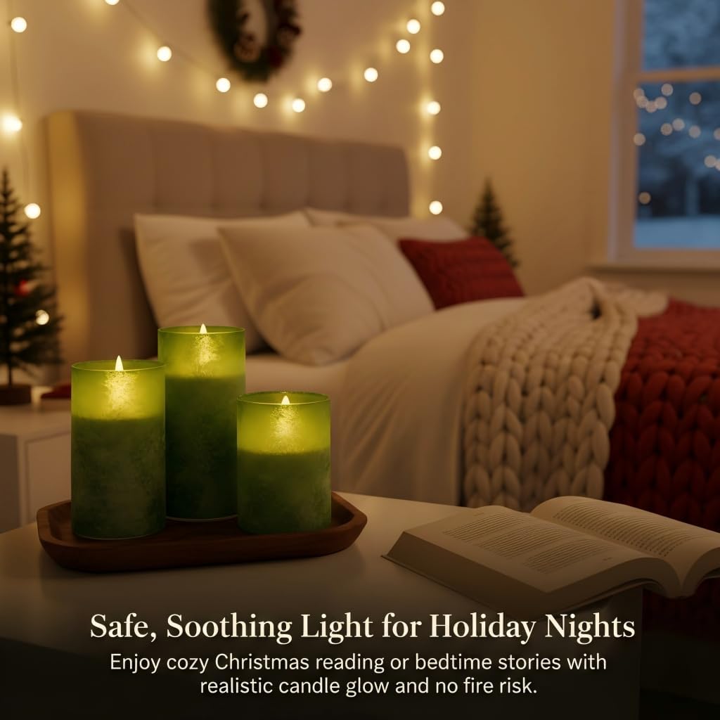 ANGELLOONG Flickering Flameless Candles, Realistic Battery Operated Candles with Remote and Timer, Set of 3 LED Candles for Room Fall Home Wedding Decor Centerpieces Table Party Valentines Decorations