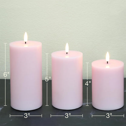 Black Flameless Pillar Candles with Remote, Flickering LED Wax Candles Battery Operated Set of 3