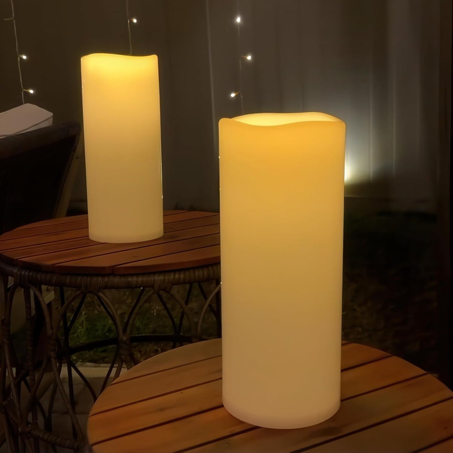 NURADA Large Waterproof Flameless Candles 6" 8" 10" x 4" - Outdoor Indoor LED Pillar Flickering Candle Battery Operated with Timer Remote for Patio Porch Lanterns - Ivory White Set of 3