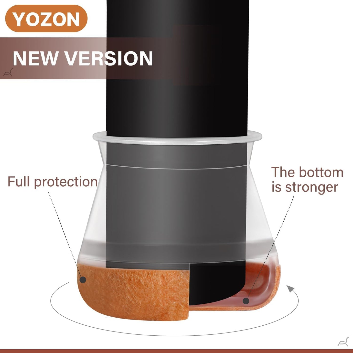YOZON Chair Leg Floor Protectors Felt Furniture Pads Silicone Caps | Chair Leg Protectors for Hardwood Floors 32 Pack Anti-Scratch Reduce Noise Clear Round Medium Fit 3/4" to 1-3/16" (19-30mm)